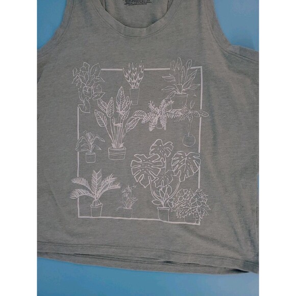 IML House Plant Tank Top Lg Womens Green Scoop Neck Large Leaf Botanical Outline - Picture 9 of 15